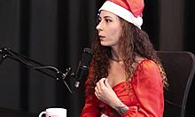 Tattooed latina jujube teases in christmas sheer red casting