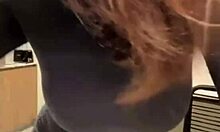 Jerking throbbing cock hard on stepmom's massive milky tits until huge explosion