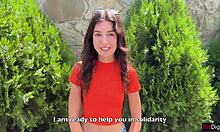 see crazy brunette teen suck huge cock in bushes? huge public pov facial cumwalk!