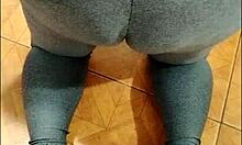 Madrasta's see-through leggings show her ass while cleaning 😍 what do you think?🔥