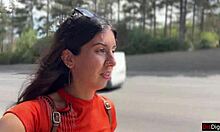 see crazy brunette teen suck huge cock in bushes? huge public pov facial cumwalk!