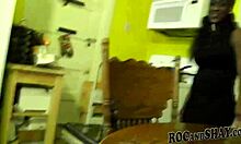 ebony wife slurps cock then anal fucked bent over kitchen counter