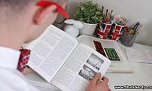 Nerdy Darcy Dark bends over rides licks in lingerie doggystyle creampie