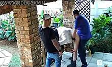 spycam catches wife cheating with two best friends double penetrating her tight pussy at work!