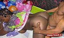 pretty fat latina wife with natural big tits rides black dildo for christmas couple homemade sex