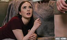 perverted big ass babysitter disciplines big tits bad teen with dildo licking then fucks her face anally