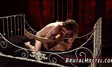 bound teen sucks cock hard while machine fucks in bondage