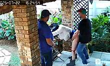 spycam catches wife cheating with two best friends double penetrating her tight pussy at work!