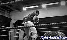 Petite Euro babe wrestles busty lesbian tits up close