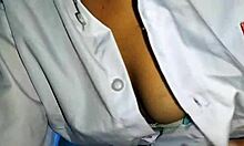 Asian schoolgirl spreads boobs for deep creampie fuck