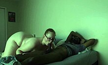 Pawg wife with glasses wakes hubby for sloppy black cock riding creampie pt 1