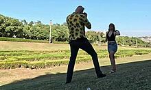 bubble butt teen gets fucked bare after condom comes off in park pickup