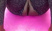 Ebony Milf Spreads Shaved Pussy Wide During Outdoor Morning Workout Voyeur