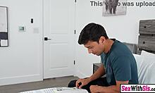 pierced teen stepsis grinds stepbro's face then rides his throbbing monster cock