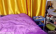 ladygold fucks stepmom while stepdad's best friend joins in