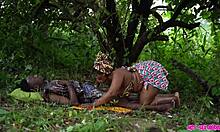 oh man elle got caught and fucked hard in the bush by that young amateur black cock licker dude