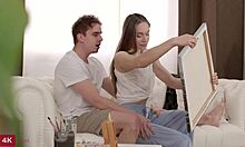 Miley Muray's tall skinny frame quivers in deepthroat cowgirl lovemaking for boyfriend