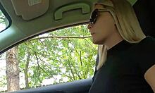 hey slutty hotwife 😈 dogging in car meets stranger for pounding!