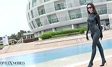 i crave being your latex flexi fuck doll ballerina in tight catsuit outdoors