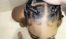 thick ebony teen deepthroats bbc in shower then rough pussy fuck cumshot 💦