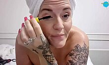 Topless Beauty Preps Makeup Shaved Pussy Tease