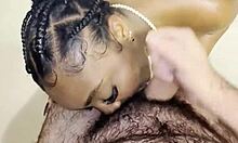 thick ebony teen deepthroats bbc in shower then rough pussy fuck cumshot 💦