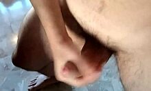 average guy jerks cock to big cumshot
