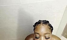 thick ebony teen deepthroats bbc in shower then rough pussy fuck cumshot 💦