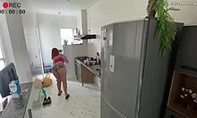 hidden cam catches provocative latina maid in tiny shorts teasing voyeur style