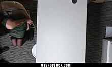 Teen sneaks into changing room loaded with stolen goods burglar gets caught and fucked pov