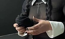 brunette latina neighbor bound in homemade shibari ropes, big ass exposed for bdsm dirty talk play