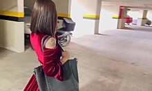 katty's sucking cock then taking it up the ass right in that public parking lot - sara's filming in bucaramanga!