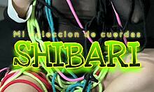 brunette latina neighbor bound in homemade shibari ropes, big ass exposed for bdsm dirty talk play