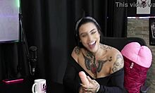 lexi mallet strips sheer red lingerie flashing big tits pussy after epic blowjob demo for clients