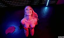 Fit German blonde model ditches condom for raw POV pounding at shoot