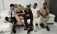 Spanish blonde BBW milf takes massive gangbang anal pounding from big black cocks roughly