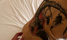 Emo goth girlfriend deepthroats then rides cock rough