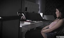 innocent teen bends over craving first deep anal stretch doggystyle