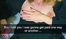 pregnant milf slut settles boyfriends debt with creampie snap fuck