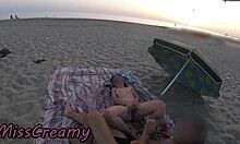 misscreamy the pussy flashing teacher gets fingered to orgasm on beach by voyeur