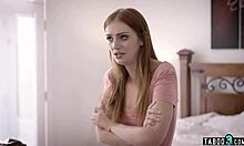 Neighbor Spies on Petite Redhead Teen, Takes Her Rough While Family's Away