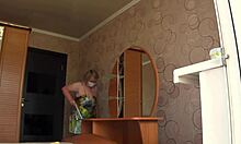 Heartbreaking voyeur thrill as neighbor spies chubby milf's curvy body through window