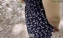 Petite Russian Milf Creampied by Stranger in Forest Skirt Lift