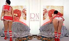 sexy schoolgirl regina dances striptease peeling panties for huge iguana toy double fun