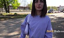 ultra pretty italian girl picked up on street for cash interview outdoor public sex