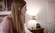 Neighbor Spies on Petite Redhead Teen, Takes Her Rough While Family's Away