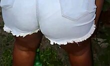 Neighbor's huge fat ass shakes while cleaning yard