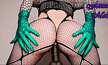 Latex gloves tease juicy ass cheeks in steamy close-up play