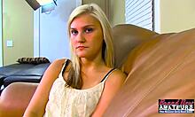 Olyssia's shaved pussy takes fat cock doggystyle before facial blast