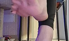 Dirty Slut Fingers Feet in Black Leggings Shower